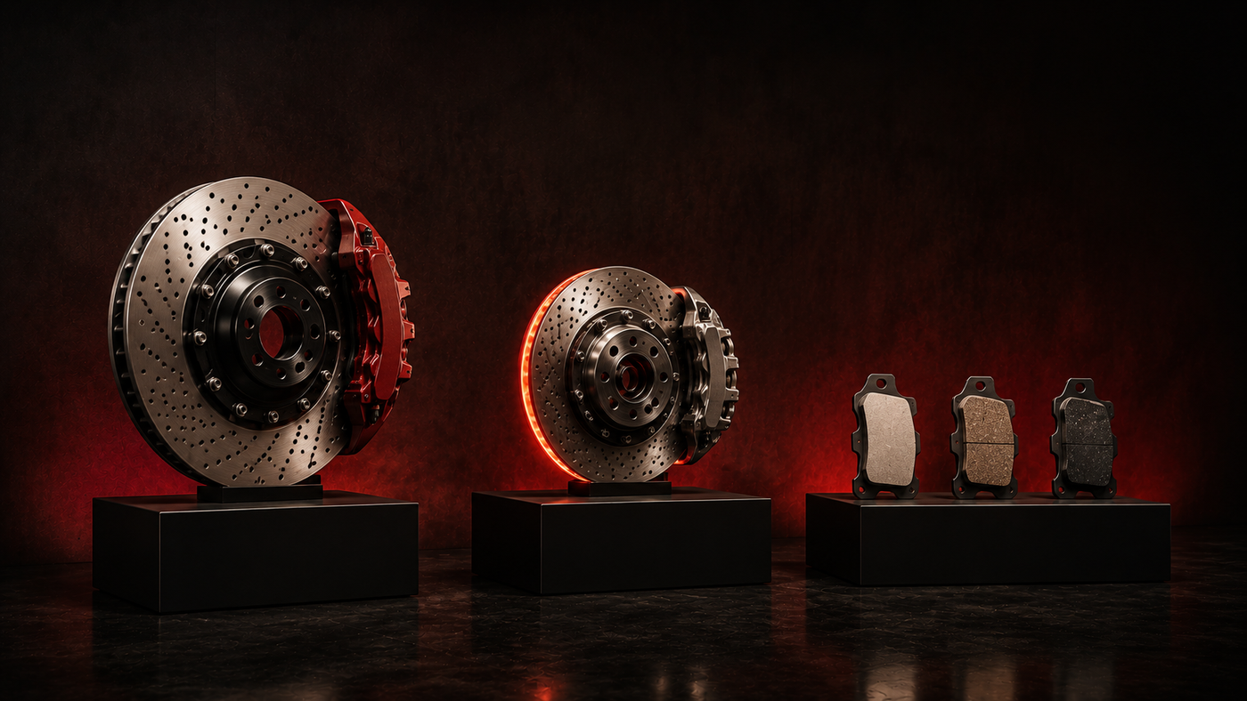 Performance brake pads from Brembo, EBC, Vesrah, CRANK1, NGage and 66BHP at Rawtorque