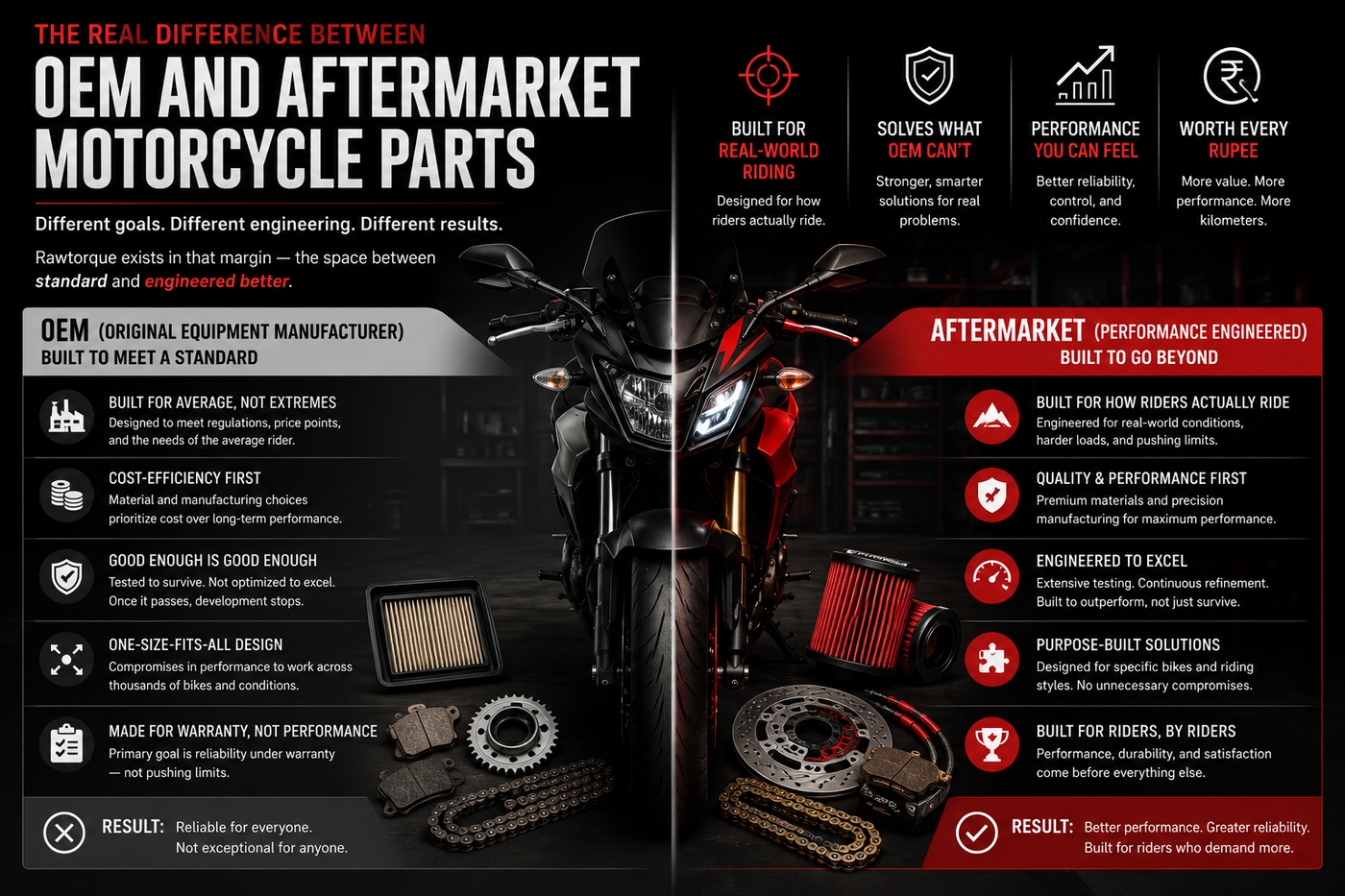 OEM vs aftermarket motorcycle parts comparison