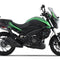 Green and black naked motorcycle in profile on white background, RawTorque premium parts theme