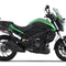 Green and black naked motorcycle in profile on white background, RawTorque premium parts theme