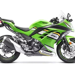 Green Kawasaki Ninja 300 sport motorcycle side view, performance bike for RawTorque enthusiasts