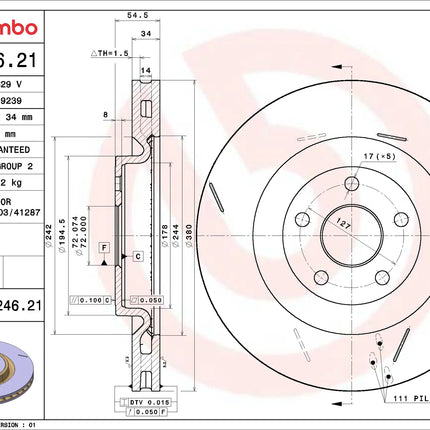 Brembo 09N24621 Front Brake Disc - official Brembo product image