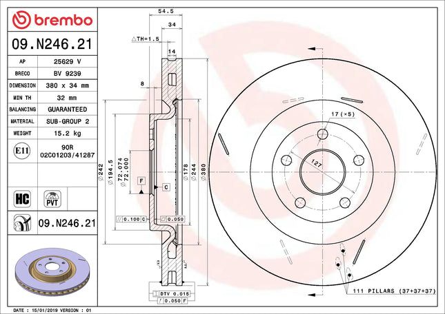Brembo 09N24621 Front Brake Disc - official Brembo product image