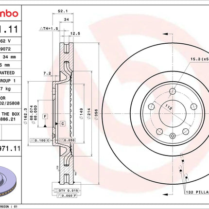 Brembo 09B97111 Front Brake Disc - official Brembo product image