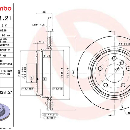 Brembo 09B33821 Rear Brake Disc - official Brembo product image