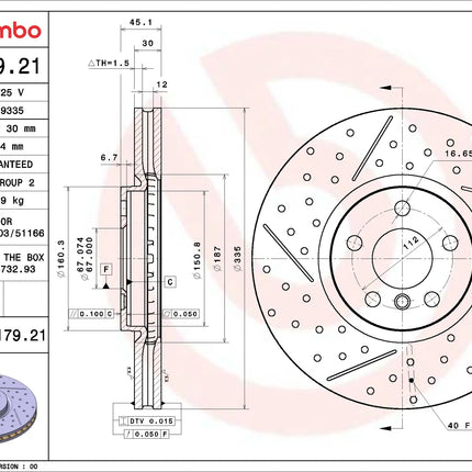 Brembo 09D17921 Front Brake Disc - official Brembo product image