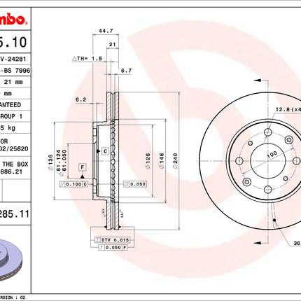 Brembo 09528511 Front Brake Disc - official Brembo product image