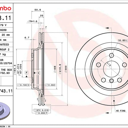 Brembo 09C74311 Rear Brake Disc - official Brembo product image