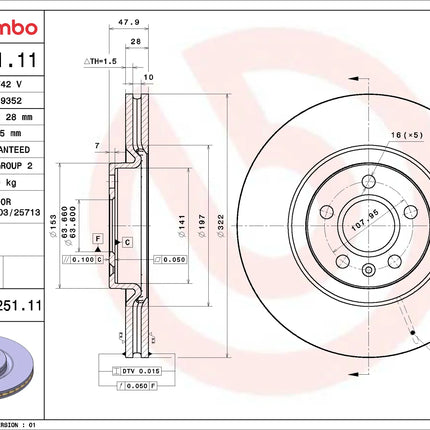Brembo 09D25111 Front Brake Disc - official Brembo product image