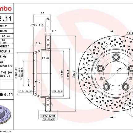 Brembo 09899811 Rear Brake Disc - official Brembo product image
