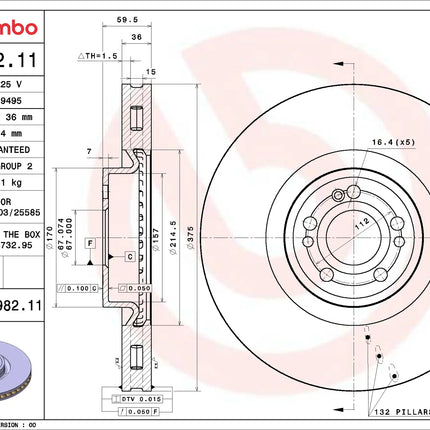 Brembo 09D98211 Front Brake Disc - official Brembo product image