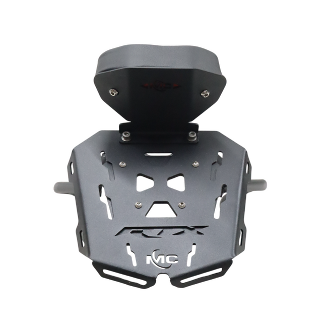MotoCare pipe carrier with backrest for TVS Apache RTX 300 luggage rack