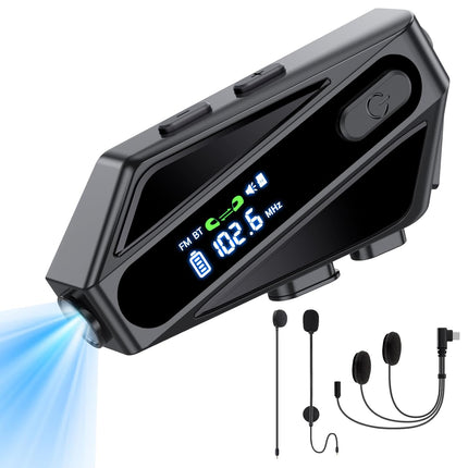 EDYELL C6 Motorcycle Bluetooth Intercom Headset with LED Display and 600M Range – IPX6 Waterproof Helmet Communication System-black