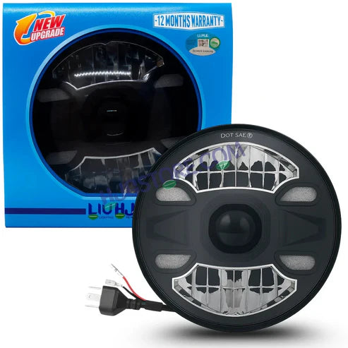 HJG New 4-Dot DRL 100W 7″ Projector LED Headlight Assembly – front view