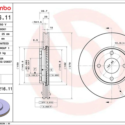 Brembo 09D21611 Front Brake Disc - official Brembo product image