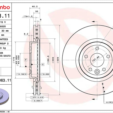 Brembo 09D06311 Front Brake Disc - official Brembo product image