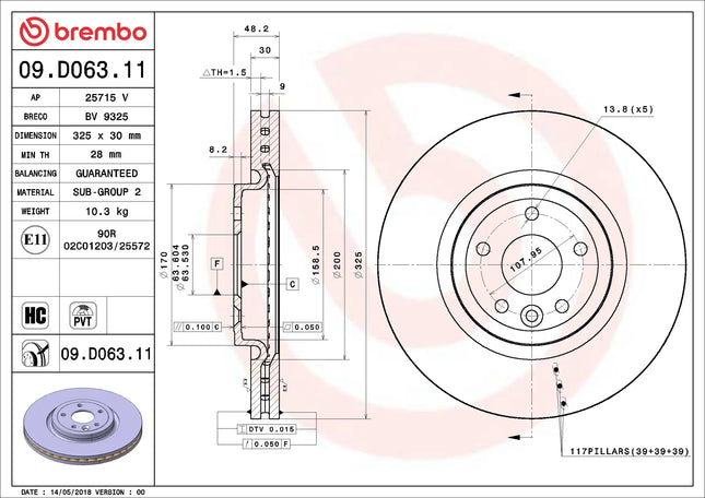 Brembo 09D06311 Front Brake Disc - official Brembo product image