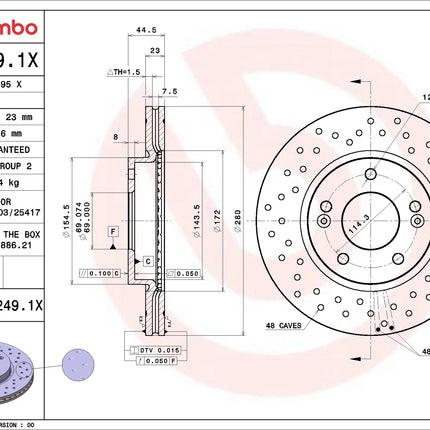 Brembo 09C2491X Front Brake Disc - official Brembo product image