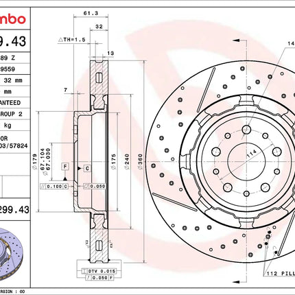 Brembo 09A29943 Front Brake Disc - official Brembo product image