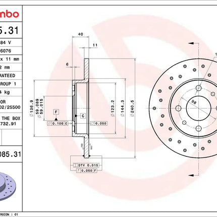 Brembo 08508531 Rear Brake Disc - official Brembo product image