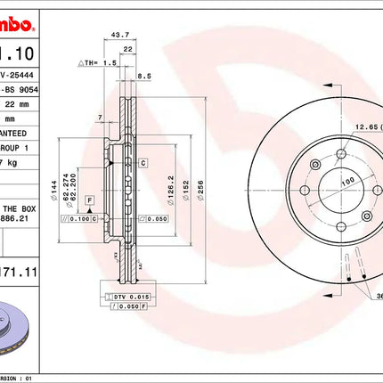 Brembo 09C17111 Front Brake Disc - official Brembo product image