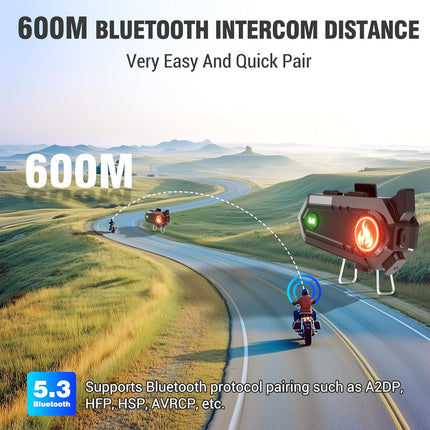 Edyell C9 Motorcycle Bluetooth Intercom Headset – 600M Talkback Range, Wireless 50MM HD Earphones, IPX6 Waterproof Helmet Bluetooth EDYELL