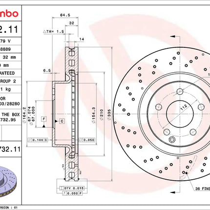 Brembo 09A73211 Front Brake Disc - official Brembo product image
