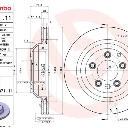 Brembo 09987111 Rear Brake Disc - official Brembo product image