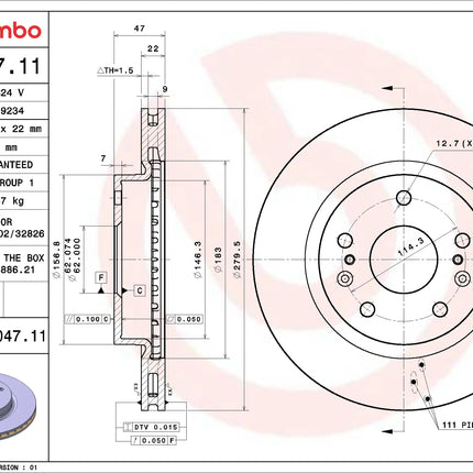 Brembo 09C04711 Front Brake Disc - official Brembo product image