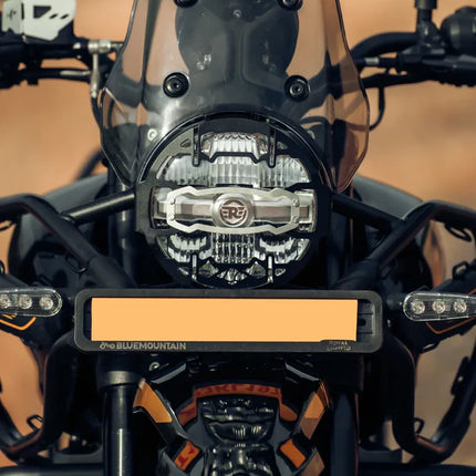 LCB Cosmic Headlight Grill for Royal Enfield Himalayan 450 – Dual-Tone Mild Steel & Aluminum Protection | Legundary Custom Builds