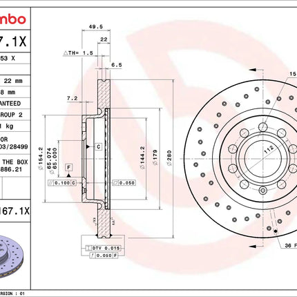 Brembo 0991671X Front Brake Disc - official Brembo product image