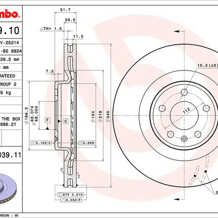 Brembo 09B03911 Front Brake Disc - official Brembo product image