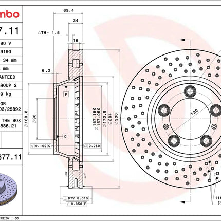 Brembo 09C87711 Front Brake Disc - official Brembo product image