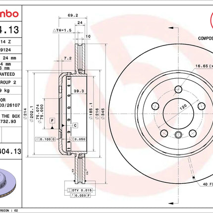 Brembo 09C40413 Rear Brake Disc - official Brembo product image