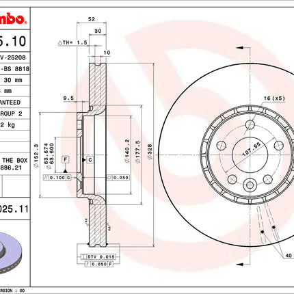 Brembo 09B02511 Front Brake Disc - official Brembo product image