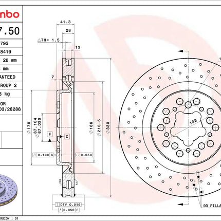 Brembo 09726750-R Rear Brake Disc - official Brembo product image