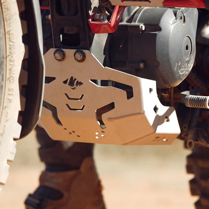 LCB Vambrace Bash Plate for Hero XPulse 200 4V Pro – Silver Aluminum Engine Guard