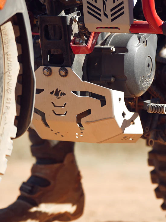 LCB Vambrace Bash Plate for Hero XPulse 200 4V Pro – Silver Aluminum Engine Guard