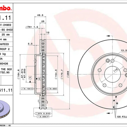 Brembo 09841111 Front Brake Disc - official Brembo product image