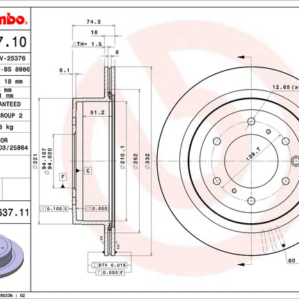 Brembo 09B63711 Rear Brake Disc - official Brembo product image