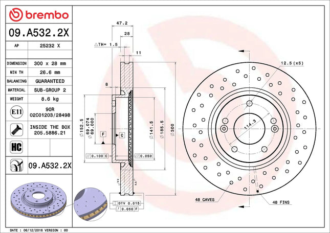 Brembo 09A5322X Front Brake Disc - official Brembo product image