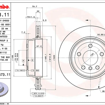 Brembo 09957311 Rear Brake Disc - official Brembo product image