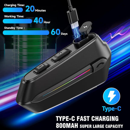 Edyell C5S Bluetooth Dual Earphone for Helmet | Wireless V5.4 Headset with HD Audio, Waterproof IP67 Design, 50mm Speakers, Auto Call Answer & Noise Cancellation – Compatible with All Helmets