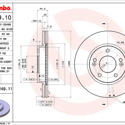 Brembo 09C24911 Front Brake Disc - official Brembo product image