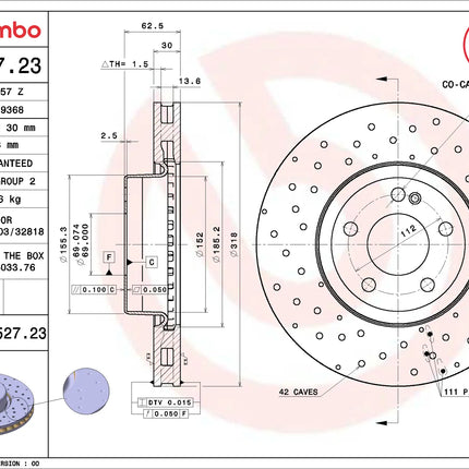 Brembo 09D52723 Front Brake Disc - official Brembo product image