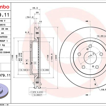Brembo 09D97911 Front Brake Disc - official Brembo product image