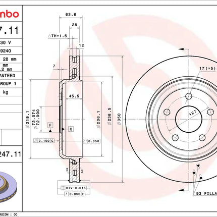 Brembo 09N24711 Rear Brake Disc - official Brembo product image
