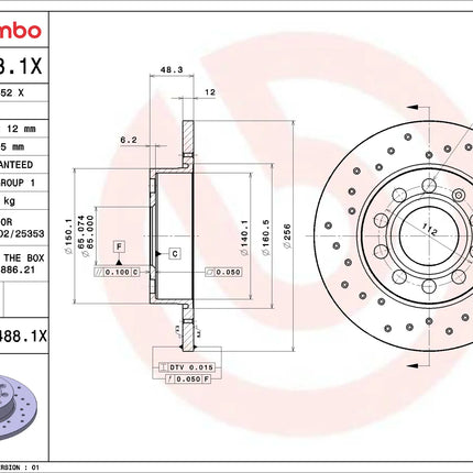 Brembo 0894881X Rear Brake Disc - official Brembo product image