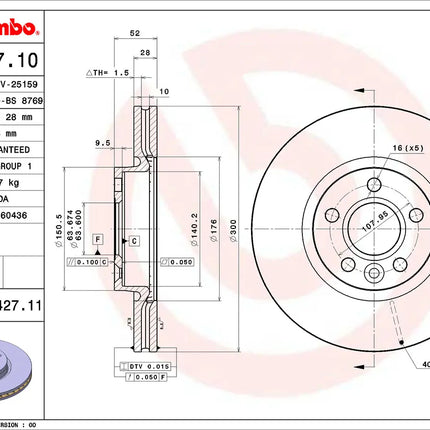 Brembo 09A42711 Front Brake Disc - official Brembo product image