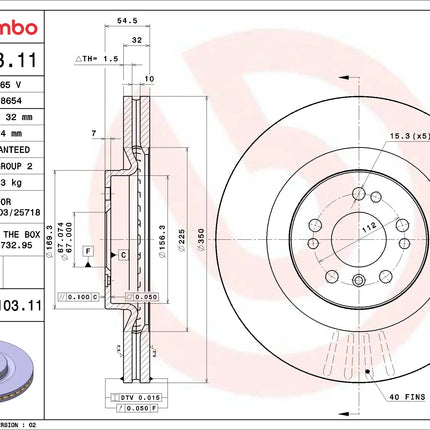 Brembo 09R10311 Front Brake Disc - official Brembo product image